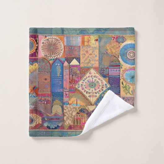 Ensemble de serviettes Mandala Patchwork (Gant de toilette)