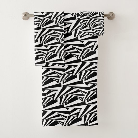 Ensemble de serviettes Modernes Abstraites Noir & (En situation)