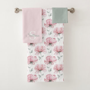 Ensemble de serviettes monogrammées à motif floral