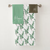 Ensemble de serviettes monogrammes Eucalyptus (En situation)