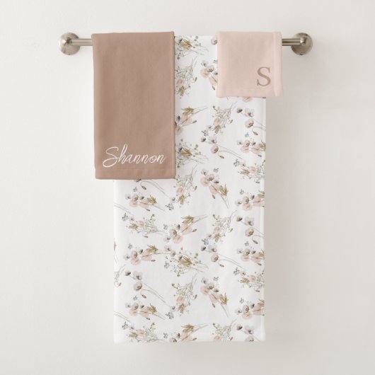 Ensemble de serviettes monogrammes floraux aquarel (En situation)