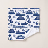 Ensemble de serviettes motif bateaux nautiques, bl (Gant de toilette)