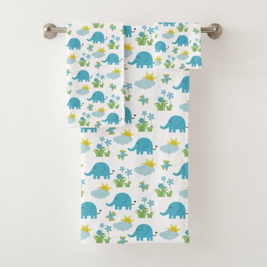 Ensemble de serviettes Motif éléphants (En situation)