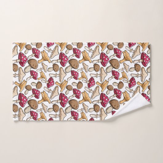 Ensemble de serviettes Motifs de champignons (Serviette à main)