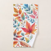 Ensemble de serviettes orange sarcelle or feuilles (Serviette à main)
