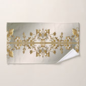 Ensemble de serviettes Ornées Or Floral Blanc (Serviette à main)