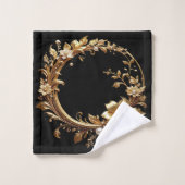Ensemble de serviettes ornementales à fleurs dorée (Gant de toilette)