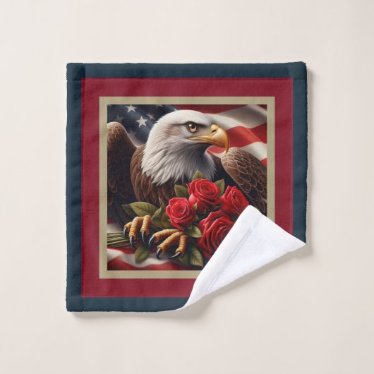 Ensemble de serviettes patriotiques aigle drapeau (Gant de toilette)