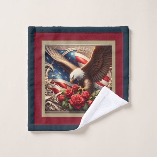 Ensemble de serviettes patriotiques aigle drapeau (Gant de toilette)