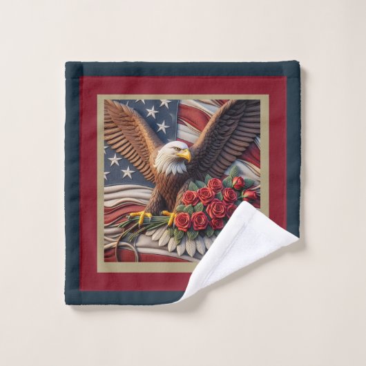 Ensemble de serviettes patriotiques avec aigle et (Gant de toilette)