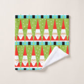 Ensemble de serviettes Père Noël géométrique rétro (Gant de toilette)