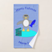 Ensemble de serviettes personnalisées Pingouin pêc (Serviette à main)