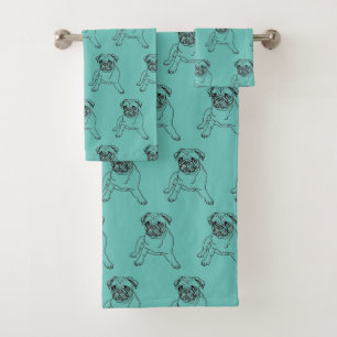 Ensemble de serviettes pour chien carlin mignon à