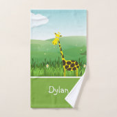 Ensemble de serviettes pour garçon Girafe Monogram (Serviette à main)