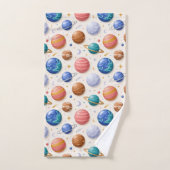 Ensemble de serviettes pour garçon sur les planète (Serviette à main)