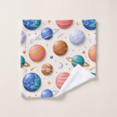 Ensemble de serviettes pour garçon sur les planète (Gant de toilette)