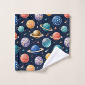 Ensemble de serviettes pour garçon sur les planète (Gant de toilette)