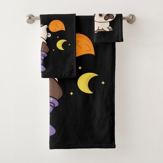Ensemble de serviettes Puggy sorcière (En situation)