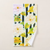 Ensemble de serviettes rayées jaune, noir et blanc (Serviette à main)