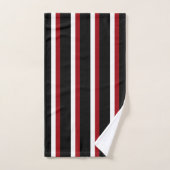 Ensemble de serviettes rayées noir rouge blanc (Serviette à main)