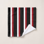 Ensemble de serviettes rayées noir rouge blanc (Gant de toilette)