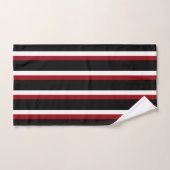 Ensemble de serviettes rayées noir rouge blanc (Serviette à main)