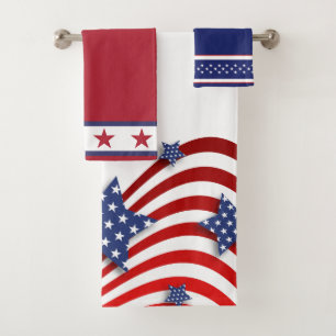 Ensemble de serviettes Red, White & Blue Stars & S