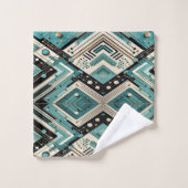 Ensemble de serviettes Rétro Aqua Diamant Moderne (Gant de toilette)