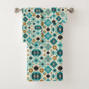 Ensemble de serviettes Rétro Aqua Diamant Moderne
