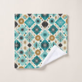 Ensemble de serviettes Rétro Aqua Diamant Moderne (Gant de toilette)