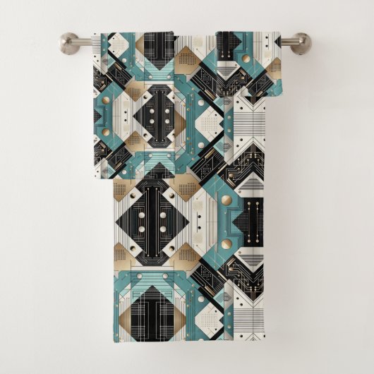 Ensemble de serviettes Retro Aqua Diamond Mid Cent (En situation)