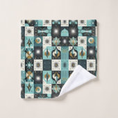 Ensemble de serviettes Retro Aqua Diamond Mid Cent (Gant de toilette)