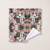 Ensemble de serviettes rétro rose milieu du siècle (Gant de toilette)
