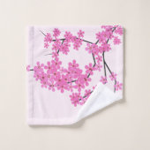 Ensemble de serviettes rose pâle en fleur de ceris (Gant de toilette)