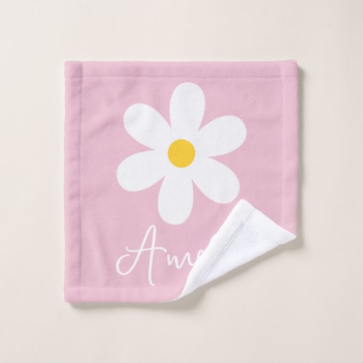 Ensemble de serviettes rose pâle et blanc fleuri (Gant de toilette)
