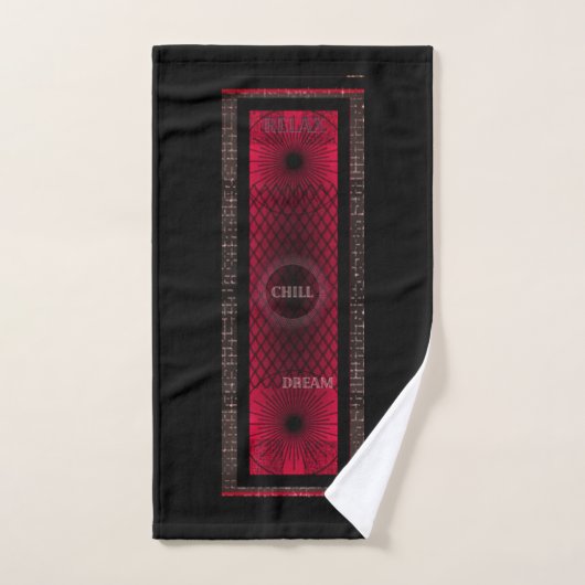Ensemble de serviettes rouge et noir profond et ch (Serviette à main)