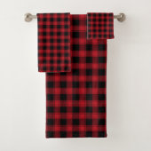 Ensemble de serviettes rouge noir Cadeau classique (En situation)