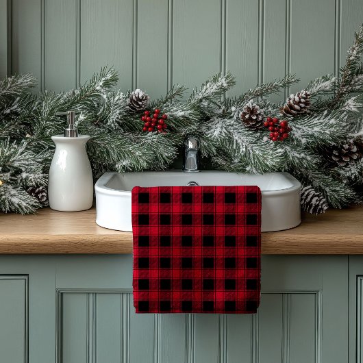 Ensemble de serviettes rouge noir Cadeau classique