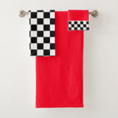 Ensemble de serviettes rouges à thème de course (En situation)