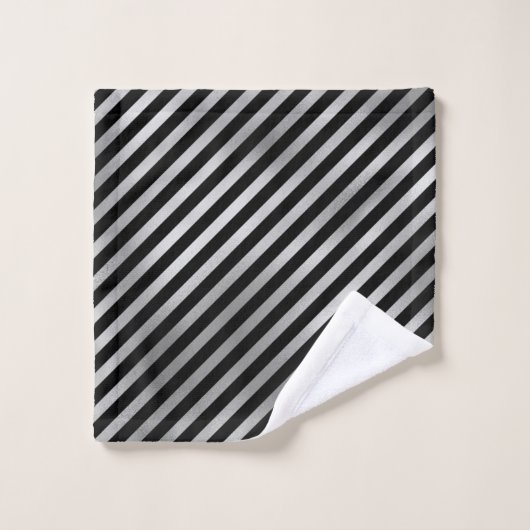 Ensemble de serviettes Silver and Black Stripes (Gant de toilette)