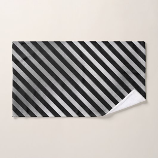 Ensemble de serviettes Silver and Black Stripes (Serviette à main)