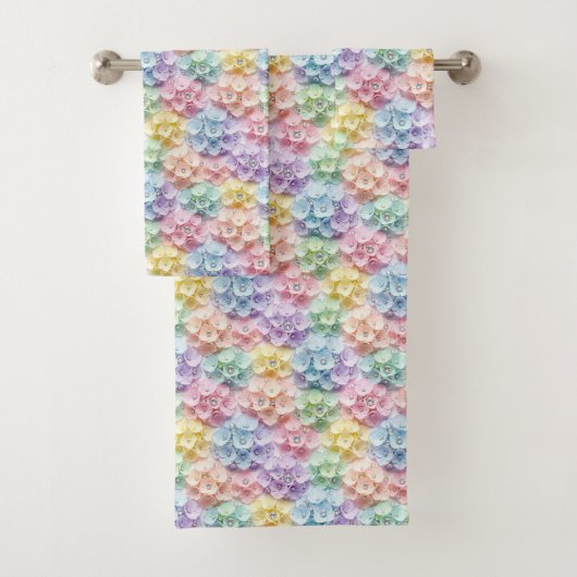 Ensemble de serviettes Spring Pastel Hydrangeas et (En situation)