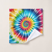 Ensemble de serviettes tie-dye arc-en-ciel psychéd (Gant de toilette)