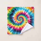 Ensemble de serviettes tie-dye arc-en-ciel psychéd (Gant de toilette)