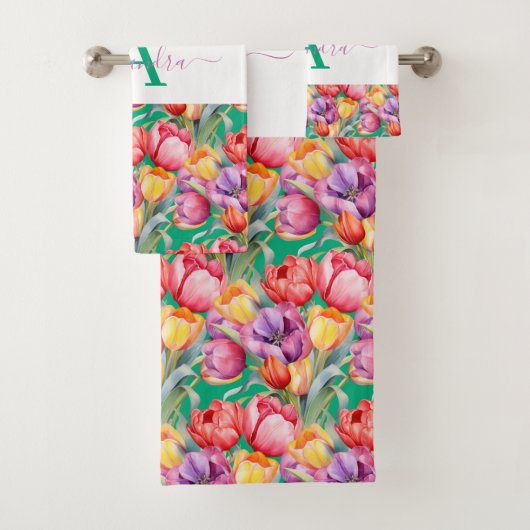Ensemble de serviettes tulipes couleurs élégantes  (En situation)