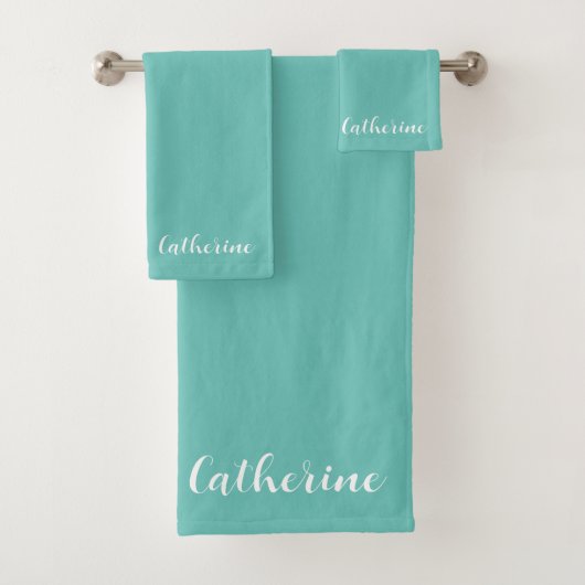 Ensemble de serviettes turquoise personnalisées av (En situation)