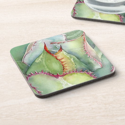 Ensemble de six dessous de verre d'aquarelle agave (Côté gauche)