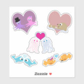 Ensemble de stickers Cartoon Sea Animal Love (Feuille)