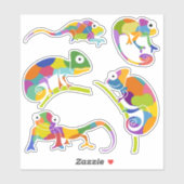 Ensemble de stickers Chameleons Cartoon (Feuille)