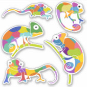 Ensemble de stickers Chameleons Cartoon (Devant)